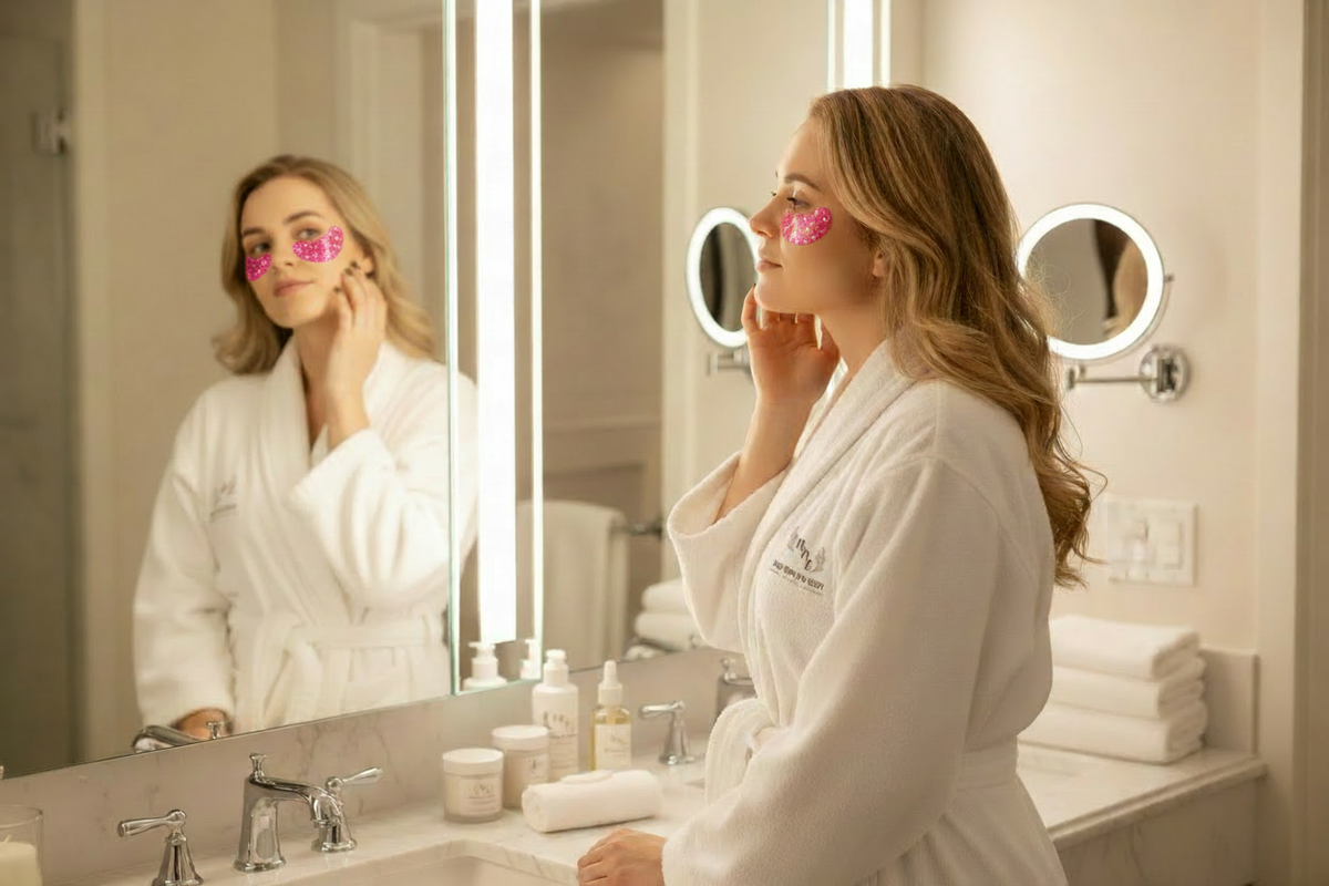 Bold Pink Eye Patches - Skincare Routine