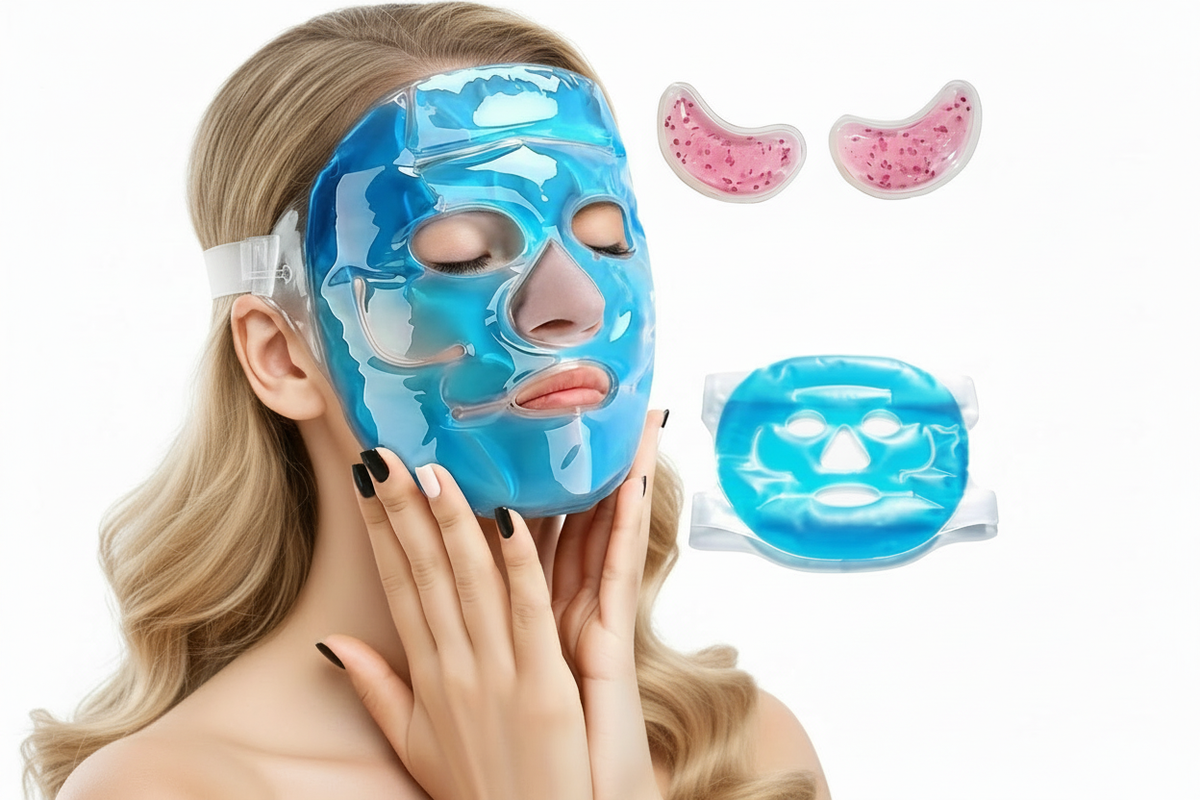 Facial Ice Gel Mask - Clear White Straps