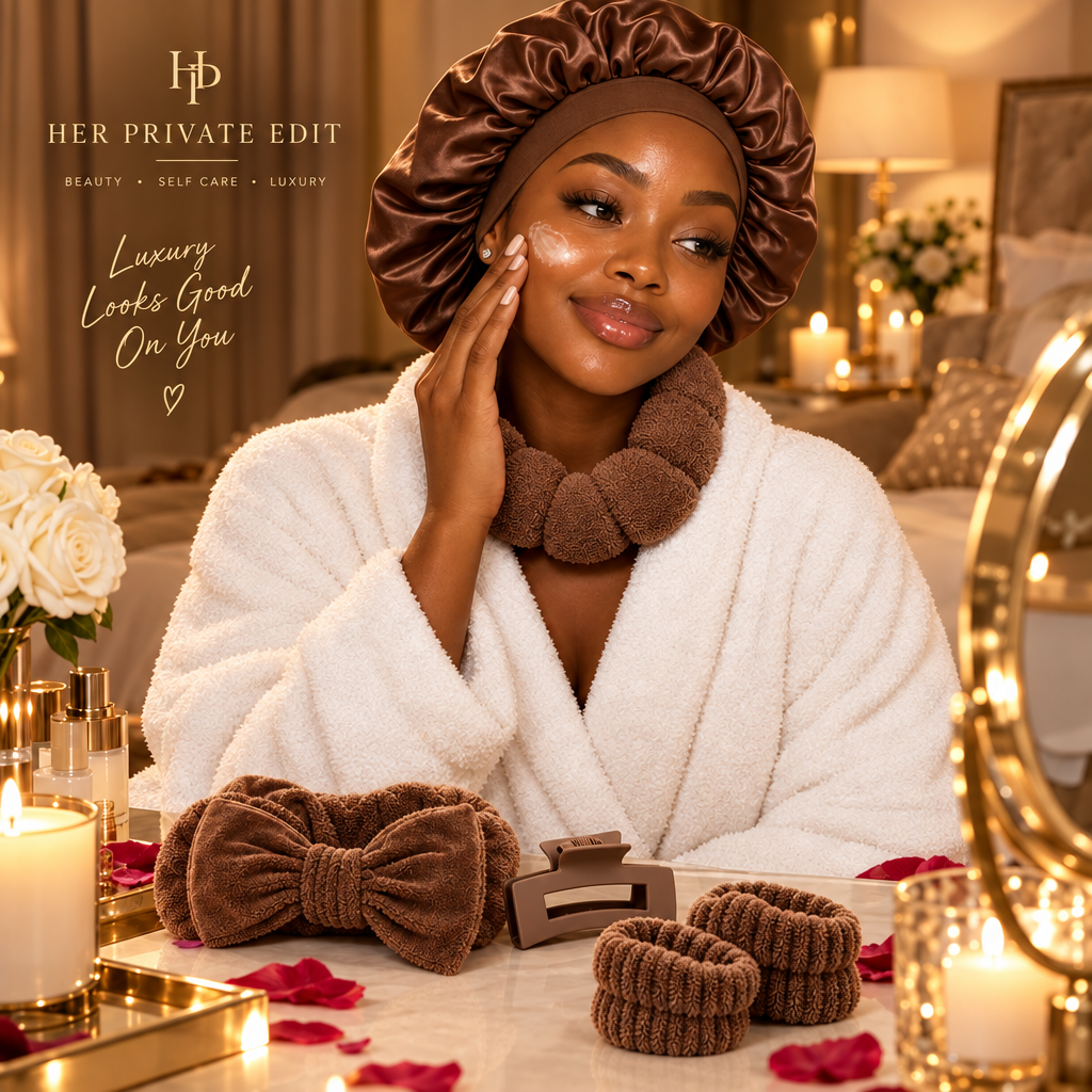 Her Private Edit - Brown Satin Bonnet Lifestyle