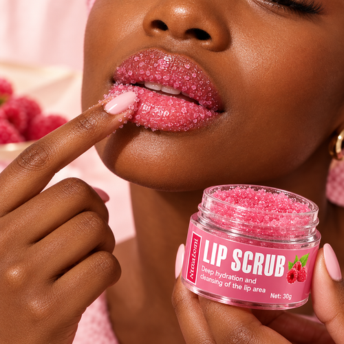 Raspberry Lip Scrub - Applying