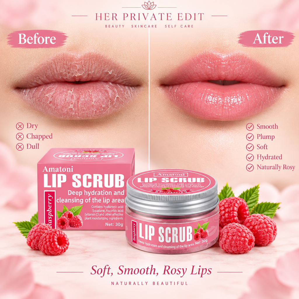 Raspberry Lip Scrub - Before and After