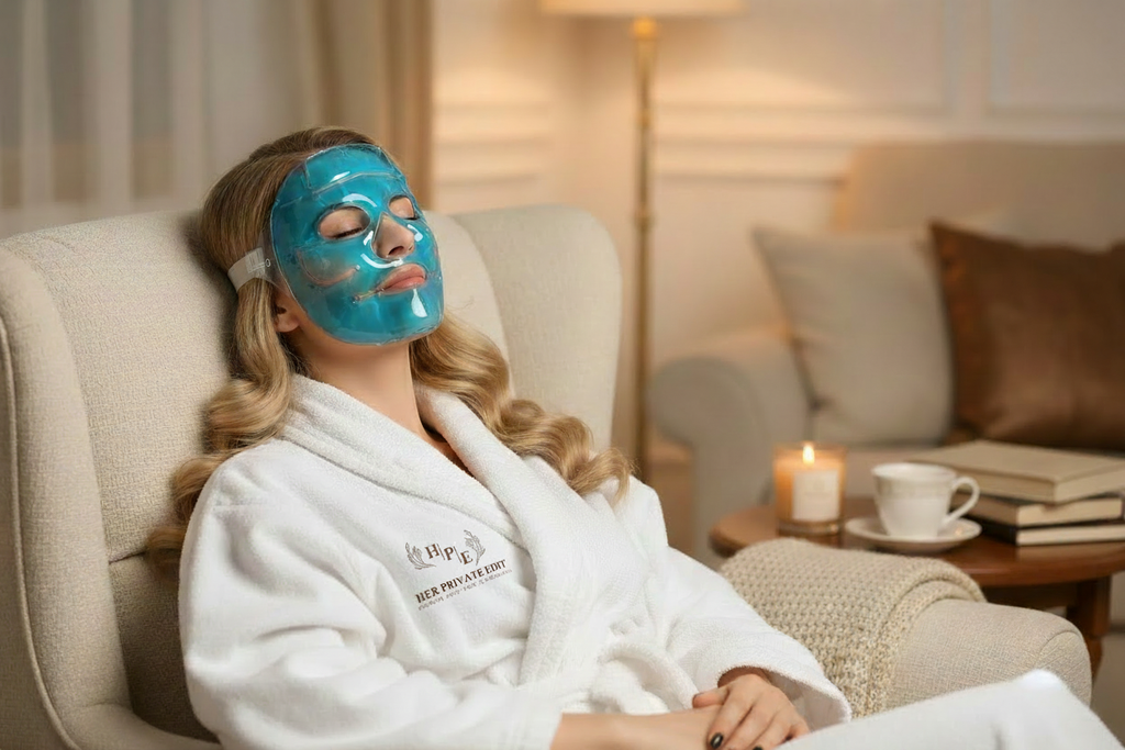 Relaxing with Gel Mask - Logo on One Side
